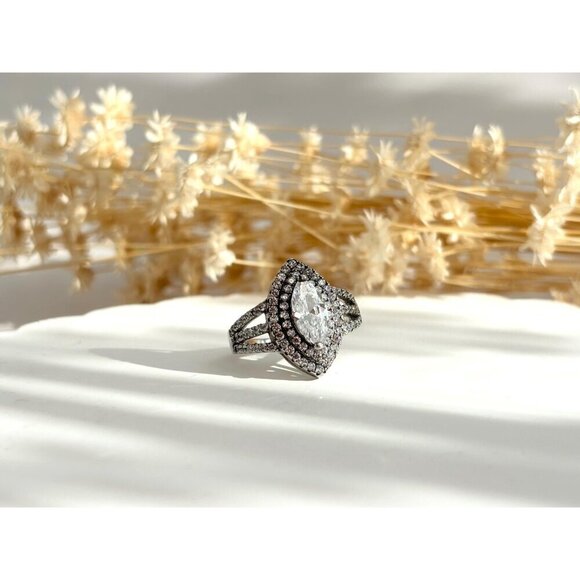STAUER Designer Sterling Silver Mirador Marquise Cut Cubic Zirconia Ring - sz 6 - Picture 8 of 10
